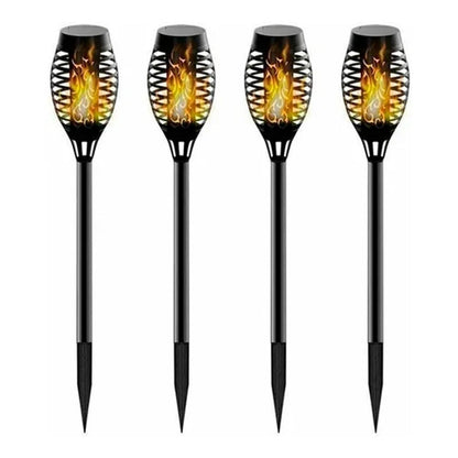Antorcha Estaca De Fuego Solar Led Carga Automatica Lluvia Negro