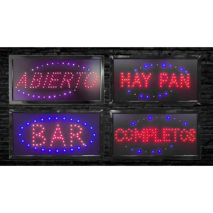 Letrero Aviso Led Signs Luminoso - Abierto - 48x25cm