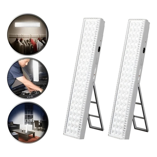 Pack X2 Lámparas Luz Led De Emergencia Recargable 24 Hrs Col Blanco