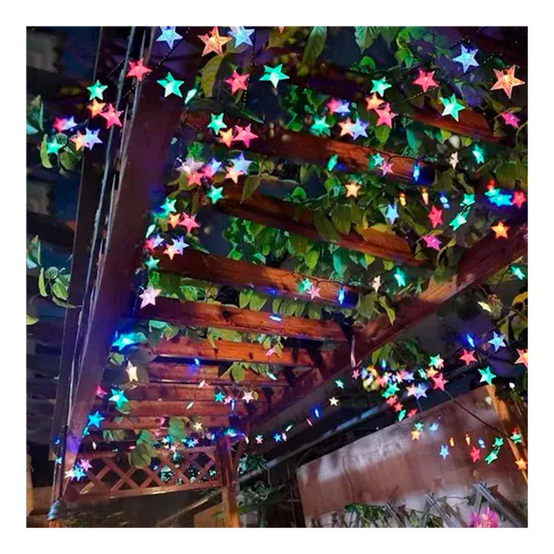 Pack X6 Estrellas Led Solar Cálida Multicolor Navidad Lineal