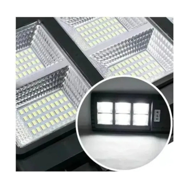 Foco Solar 200w Led Exterior Poste Y Sensor De Movimiento Negro Blanco Frío