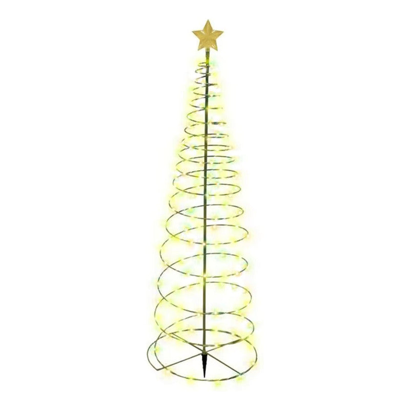Estaca Solar Árbol Navidad Led Decorativa + Estrella - 85cm Amarillo