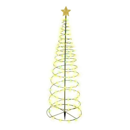 Estaca Solar Árbol Navidad Led Decorativa + Estrella - 85cm Amarillo