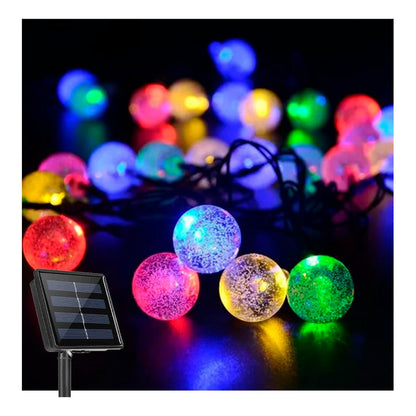 Luces Solar Led Bolitas Guirnalda Rgb Solar Navidad Solar
