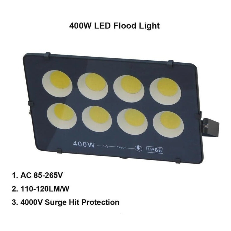 Foco 400w Resististe A La Lluvia Led Blanco Frio Con Soporte Blanco Frío