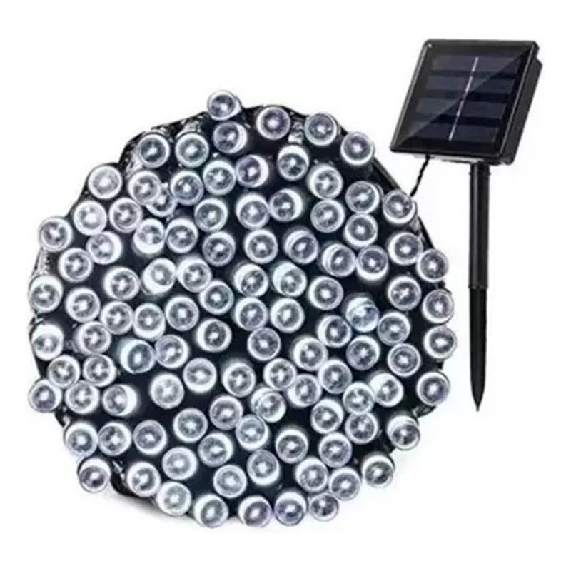 Guirnalda Led Solar X2 Fria 100 Led Luz 10 Metros Ext E Int
