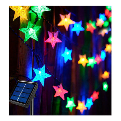 Pack X6 Estrellas Led Solar Cálida Multicolor Navidad Lineal