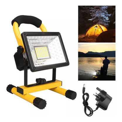Foco Led De Trabajo 100w Portátil Recargable Minero 12v/220v Amarillo Blanco Frío