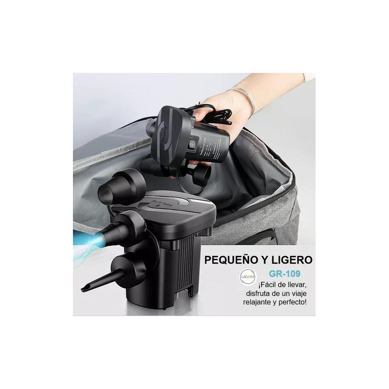 Colchón Inflable 1 Plaza + Bomba De Aire Portátil Negro