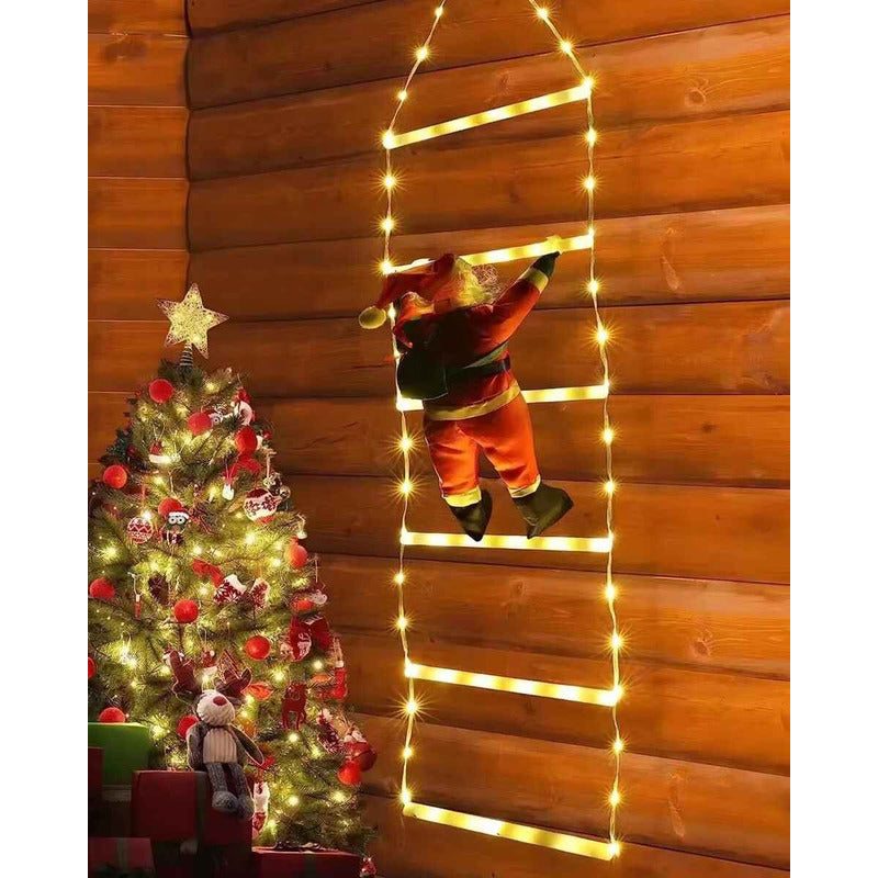 Escalera Viejito Pascuero Con Luces Led Solar 1.60cm Campana Campana Calida