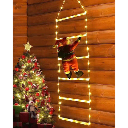 Escalera Viejito Pascuero Con Luces Led Solar 1.60cm Campana Campana Calida