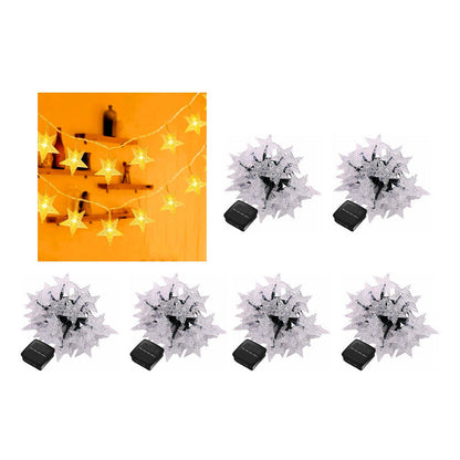 Pack X6 Estrellas Led Solar Cálida Multicolor Navidad Lineal