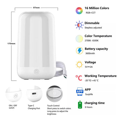 Lampara De Noche Para Bebe App Inteligente Sincroniza Musica Blanco Transparente