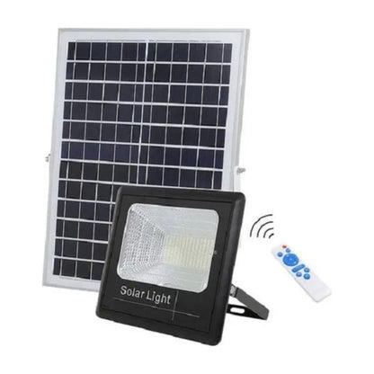 Foco Solar 800w Led + Panel Solar Y Control Remoto Negro Fría