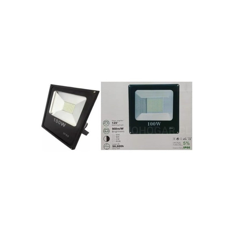 Foco Led 100w Pack6 Extra Plano Multiled  6000 Lm Exterior Negro Blanco Frío