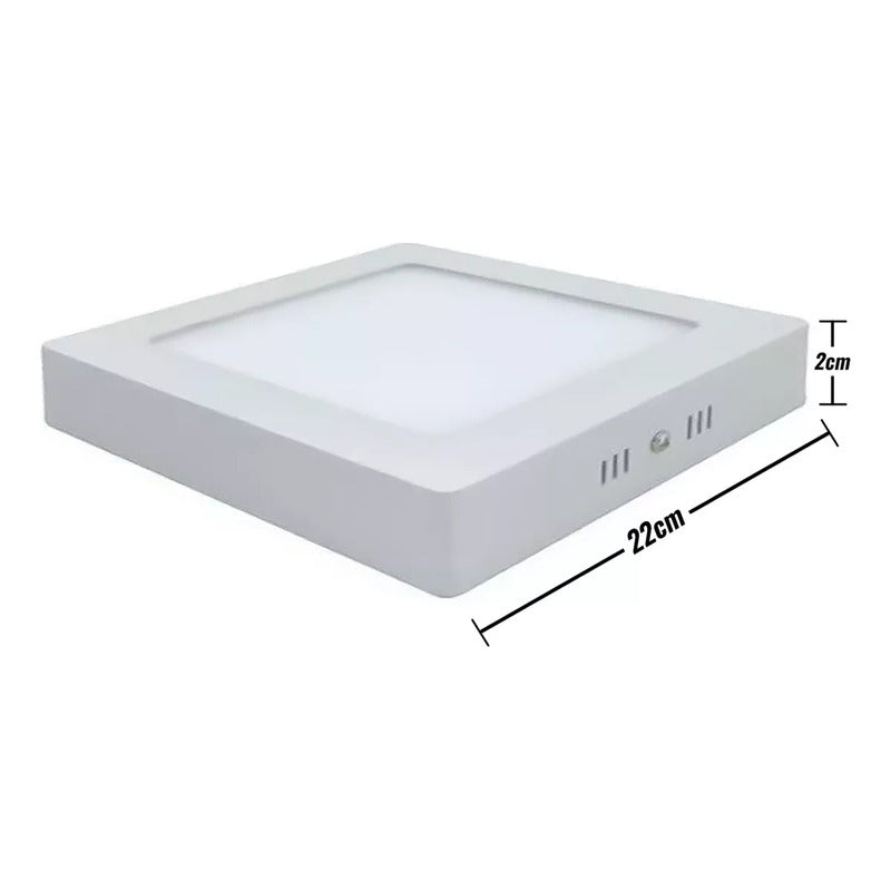 Pack X2 Panel Led Sobrepuesto 18w Foco Plafon Redondo Cuadra Cuadrado