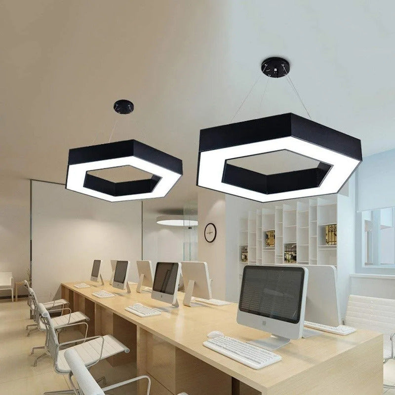 Lámpara Led Colgante Hexágono Abierta Moderna 36w Luz Fría