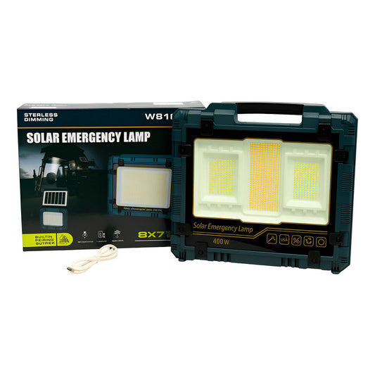 Foco Led Reflector Recargable 200w / 400w Con Panel Solar 400w Blanco Frío