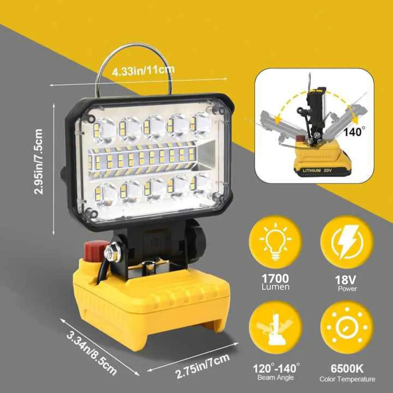 Foco Led De Trabajo 100w Portátil Recargable Minero 12v/220v Rojo Blanco Frío