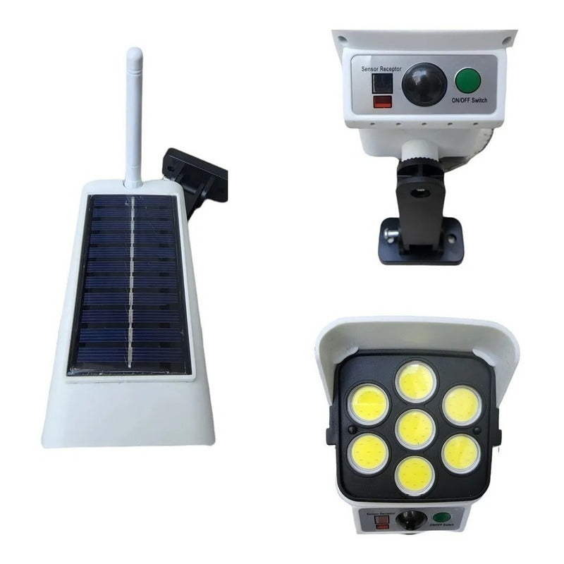Foco Solar Tipo Camara Seguridad Sensor De Movimiento 77 Led Blanco Fría
