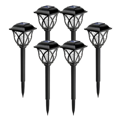 Estaca Solar X6 Jardín Exteriores Led Resiste Lluvia  Negro