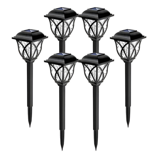 Estaca Solar X6 Jardín Exteriores Led Resiste Lluvia  Negro