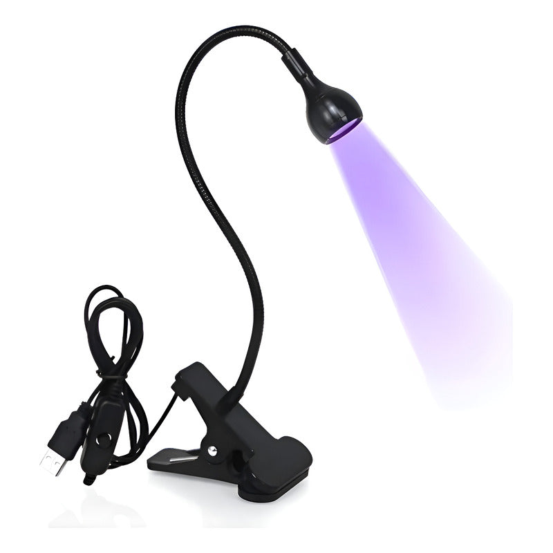 Lámpara Led Luz Uv Para Uñas Tips Soft Gel 3w Clip Mesa Negro