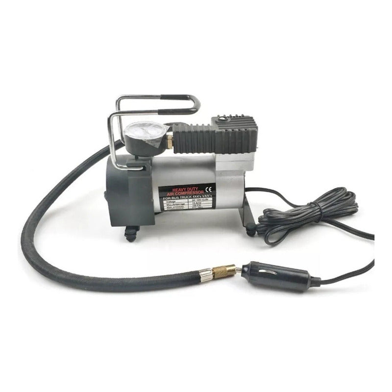 Compresor Aire Portátil Vehicular Neumáticos 220psi Con Manómetro Gris 50/60hz Monofásica