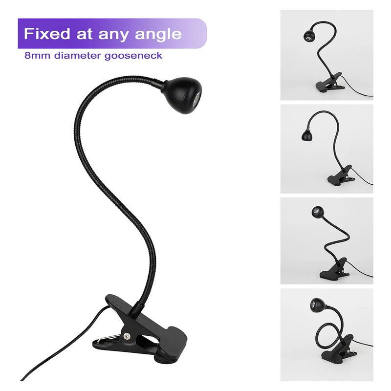 Lámpara Led Luz Uv Para Uñas Tips Soft Gel 3w Clip Mesa Negro
