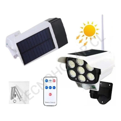 Foco Solar Tipo Camara Seguridad Sensor De Movimiento 77 Led Blanco Fría