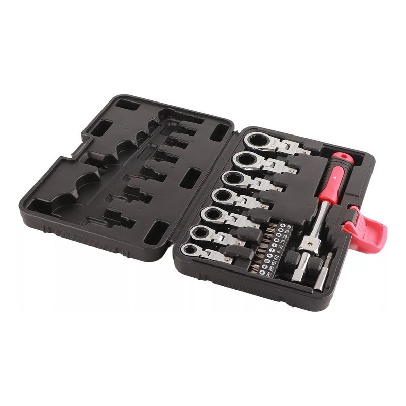 Chicharra Articulada 20 Llaves Intercambiables Kit De Rache Rojo