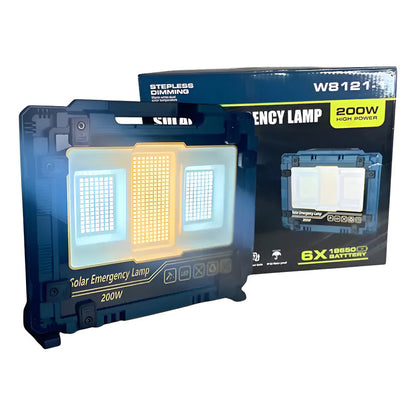 Foco Led Reflector Recargable 200w / 400w Con Panel Solar 200w Blanco Frío