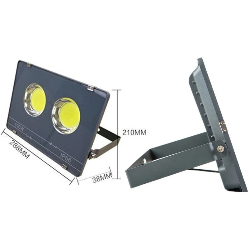 Foco Led Extra Plano 100w Interior Y Exterior E Interperie Negro Blanco Frío