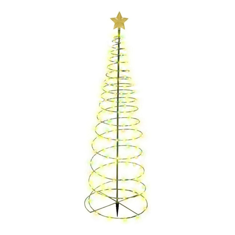 Estaca Solar Árbol Navidad Led Decorativa + Estrella - 85cm Amarillo