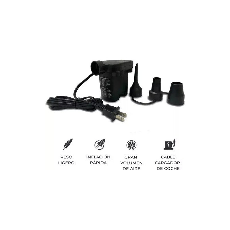 Colchón Inflable 2 Plazas + Bomba De Aire Portátil Azul