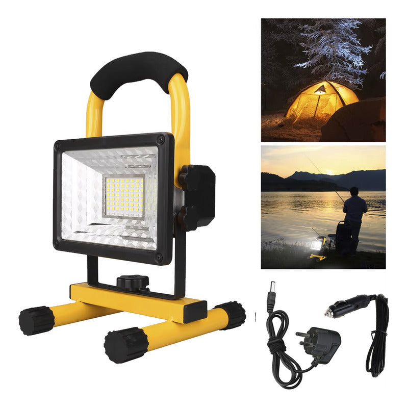 Foco Led De Trabajo 100w Portátil Recargable Minero 12v/220v Amarillo Blanco Frío