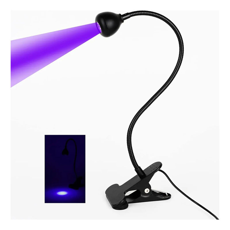 Lámpara Led Luz Uv Para Uñas Tips Soft Gel 3w Clip Mesa Negro