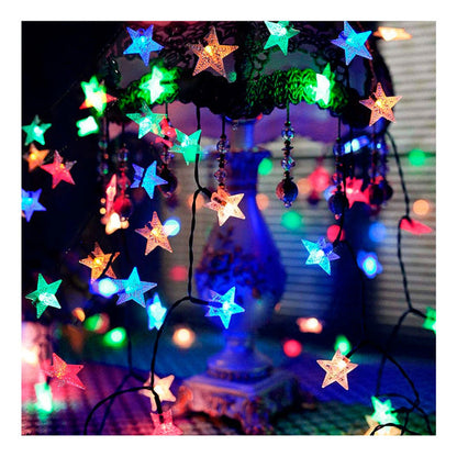 Pack X6 Estrellas Led Solar Cálida Multicolor Navidad Lineal