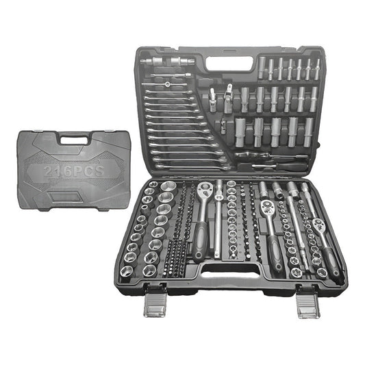 Juego De Dados 216 Piezas Kit De Herramientas + Maletín Negro