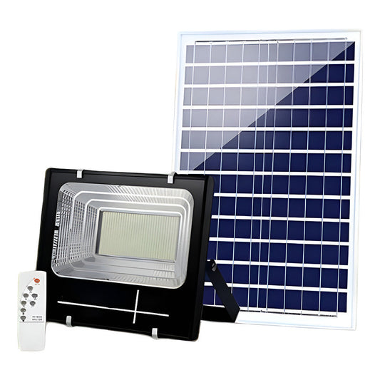 Lampara Foco Solar 120 Led 100w + Panel Solar Control Remoto Negro Fría
