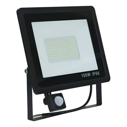 Foco Proyector 100w Pack X3 Con Sensor De Movimiento 220v Negro