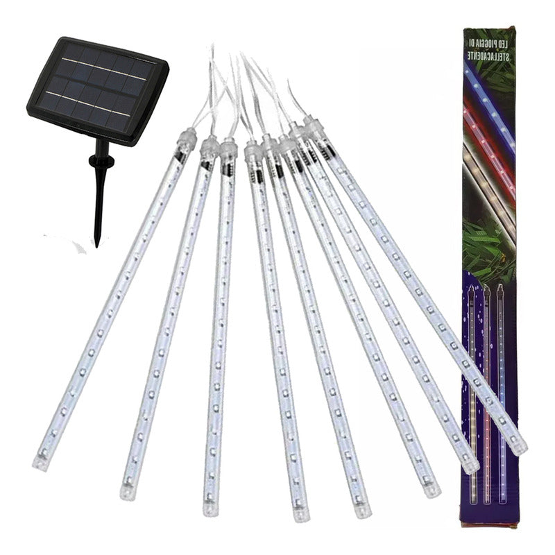 Luces Tubo Solar Led Guirnalda Lluvia De Meteoritos Exterior Blanco Frío