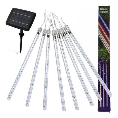 Luces Tubo Solar Led Guirnalda Lluvia De Meteoritos Exterior Blanco Frío