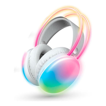 Audífonos Inalámbricos Recargables Microfono Luces Led Blanco/negro