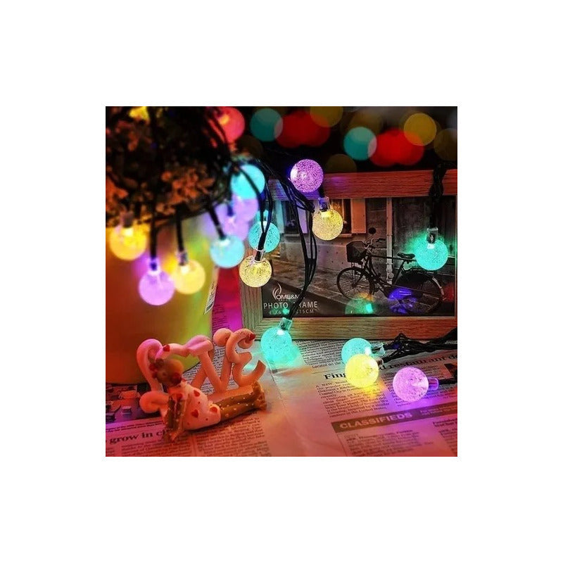Luces Solar Led Bolitas Guirnalda Rgb Solar Navidad Solar