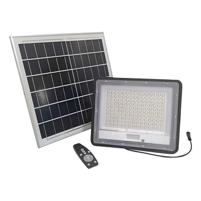 Foco Solar 1500w Panel Solar Y Control Remot Luz Blanco Frío Negro Blanco Frío