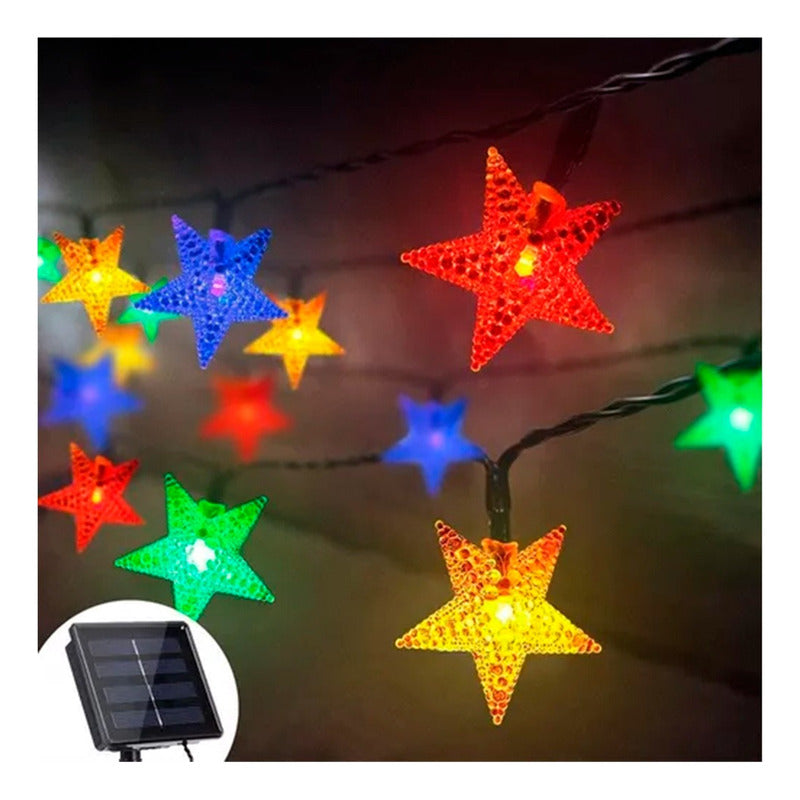 Pack X6 Estrellas Led Solar Cálida Multicolor Navidad Lineal