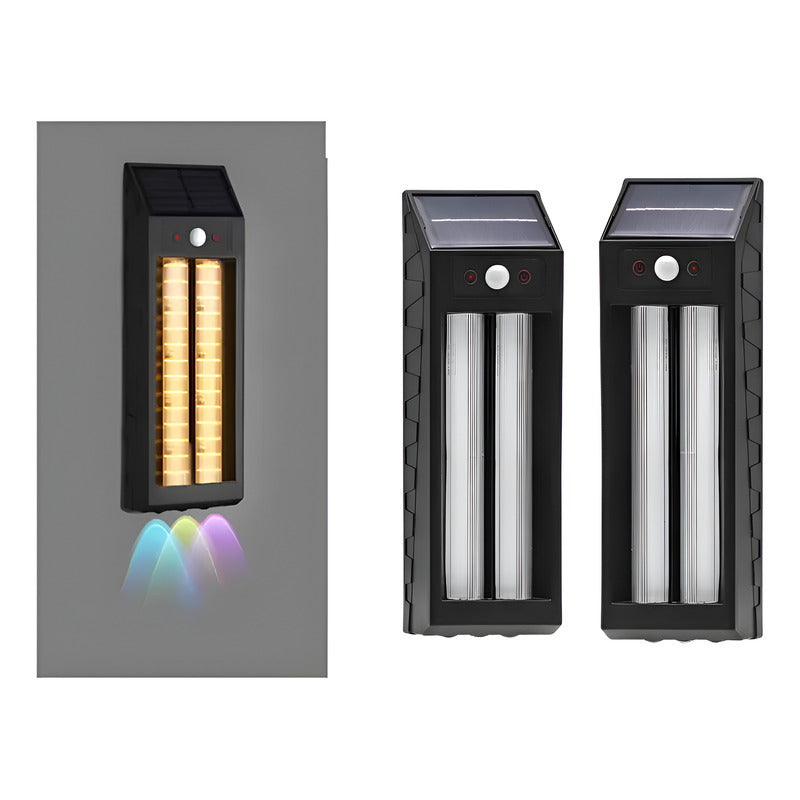 Pack X2 Aplique Solar Led Lampara De Pared Con Doble Luz 18w Agua
