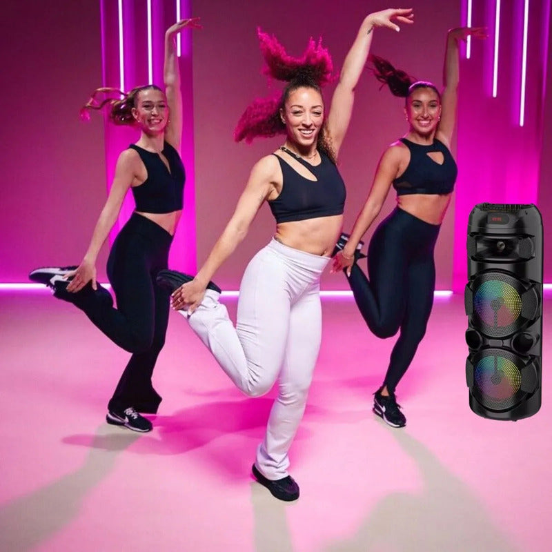 Parlante Inalambrico Portatil 80cm Bluetooth Led Microfono Negro