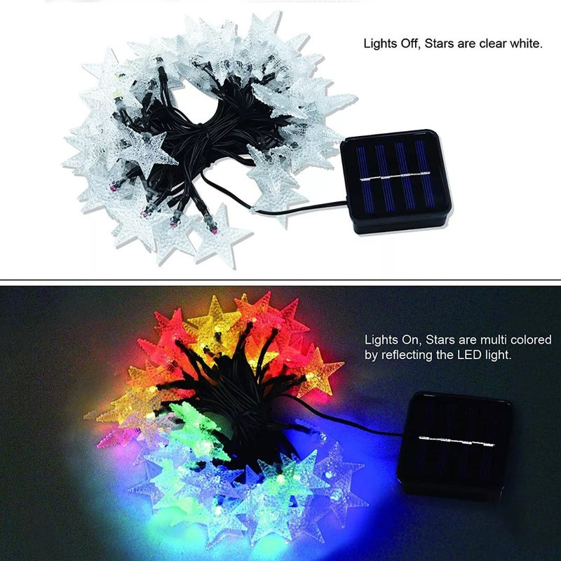 Estrellas Led Multicolor Navidad Guirnalda Lineal Solar Multicolor